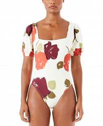 Kate Spade New York Printed Puffed-Sleeve One-Piece Swimsuit Women's Swimsuit