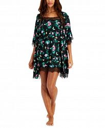 Inc International Concepts Lace-Trim Tropical-Print Wrap Robe, Created for Macy's