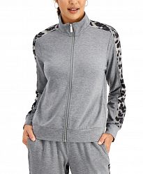 Jm Collection Printed-Stripe Zip-Front Sweatshirt, Created for Macy's