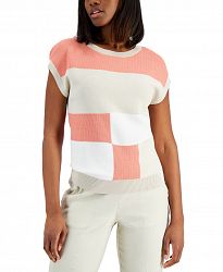 Alfani Mixed-Stitch Colorblocked Sweater, Created for Macy's
