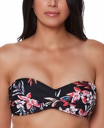 Bar Iii Tropical Escape Twist Bandeau Bikini Top, Created for Macy's Women's Swimsuit