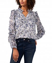 Vince Camuto Plus Size Floral-Print Ruffle-Collar Blouse