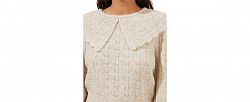Astr the Label Safford Pointelle-Knit Puff-Sleeve Sweater