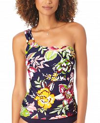Anne Cole Tropical Floral One-Shoulder Tankini Top Women's Swimsuit
