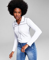 And Now This Women's Textured Exposed-Seam Top