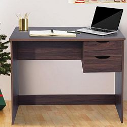 Homycasa Computer Writing Desk With Two Drawers, Walnut Walnut Teen
