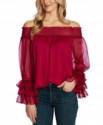 CeCe Ruffled Bell-Sleeve Off-The-Shoulder Top