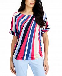 Jm Collection Ruched-Side Printed Top, Created for Macy's