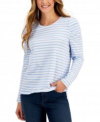 Charter Club Striped Puff-Shoulder Top, Created for Macy's