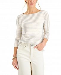 Charter Club 3/4-Sleeve Striped Top, Created for Macy's