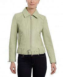 Michael Michael Kors Women's Belted Leather Moto Jacket