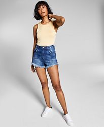 And Now This Women's Cotton Frayed Denim Shorts