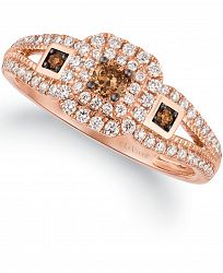 Le Vian Chocolatier Vanilla Diamond (1/3 ct. t. w. ) & Chocolate Diamonds (1/6 ct. t. w. ) Halo Ring in 14k Rose Gold