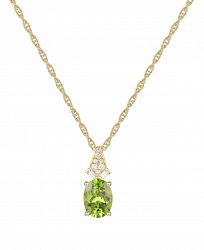 Peridot (2 ct. t. w. ) & Lab-Created White Sapphire (1/6 ct. t. w. ) 18" Pendant Necklace in 14k Gold-Plated Sterling Silver