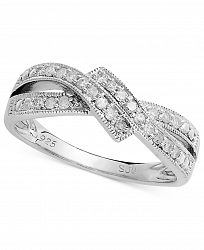 Diamond Crossover Ring in Sterling Silver (1/4 ct. t. w. )