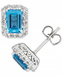 Blue Topaz (2-1/3 ct. t. w. ) & White Topaz (3/4 ct. t. w. ) Stud Earrings in Sterling Silver