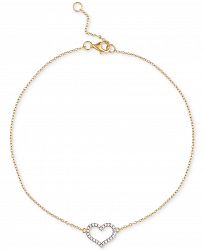 Giani Bernini Cubic Zirconia Open Heart Ankle Bracelet in 18k Gold-Plated Sterling Silver, Created for Macy's