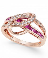 Ruby (1 ct. t. w. ) and Diamond (1/5 ct. t. w. ) Swirl Ring in 14k Gold (Also Available in Emerald)