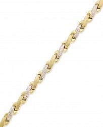 10k Gold and White Gold Bracelet, Two-Tone X Bracelet