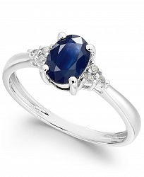 Sapphire (9/10 ct. t. w. ) and Diamond Accent Ring in 14k White Gold (Also Available in Ruby, Emerald and Tanzanite)