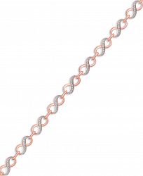 Diamond Accent Infinity Link Bracelet in 18k Gold over Silver-Plate