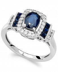 Sapphire (1 ct. t. w. ) and Diamond (1/5 ct. t. w. ) Ring in 14k Gold (Also available in Emerald and Ruby)