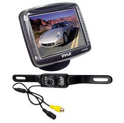 Pyle Pro 3.5" Slim Tft Lcd Universal Mount Monitor System With License Plate Mount & Backup Camera PYLPLCM36