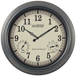 La Crosse Technology(R) WT-3181P Indoor-Outdoor 18 Atomic Wall Clock with Thermometer Hygrometer