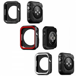 3 Pks Navor Shock-Proof and Scratch-Resistant Cover Case for Apple Watch Series 4/ Series 5 - Black/Red/White - 40MM