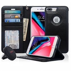Navor Car Mount & Detachable Wallet Case for iPhone 8 Plus [RFID Theft Protection] JOOT-1L Series - Black