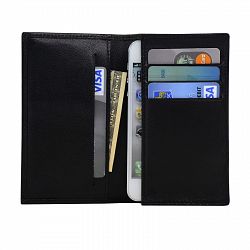 iPhone 5/5S/5C & iPod Touch Genuine Sheep Leather Wallet Case - Navor - Black