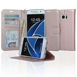 Navor Protective Flip Wallet Case for Samsung Galaxy S7 - Rose Gold