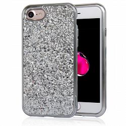 NAVOR Slim Fit Protective Bumper Shockproof Shiny Glitter Case for iPhone 7 & 8 - Silver