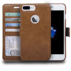NAVOR Slim & Light Flip Wallet Case for iPhone 7 Plus (Zevo S2 Series) - Brown