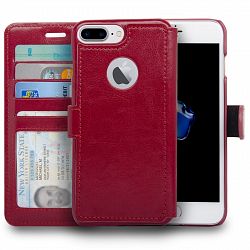 NAVOR Slim & Light Flip Wallet Case for iPhone 7 Plus (Zevo S2 Series) - Maroon