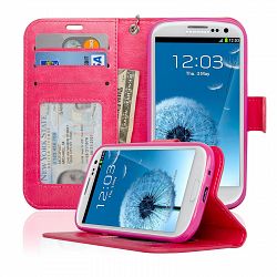 Samsung Galaxy S3 Wallet Case - Navor - Hot Pink