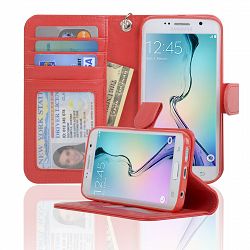 Samsung Galaxy S6 Edge Wallet Case - Navor - Red
