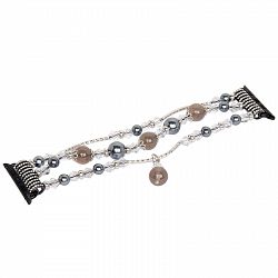 Replacement Women/ Girls Fashionable Beaded Bracelet Strap for Apple Watch 42mm [Series 1, 2, 3] - Gray