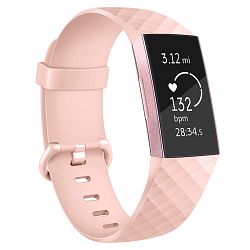 Soft TPU Silicone Replacement Sport Band Fitness Strap Compatible for Fitbit Charge 3 [SMALL] - Pink