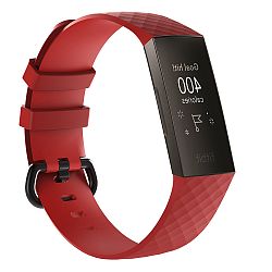 Water Resistant Soft TPU Silicone Replacement Band/Bracelet Wristband Compatible for Fitbit Charge 3 - Large / Red
