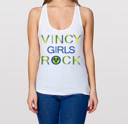 Vincy Girls Rock Jersey Racerback Tank - small / white