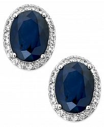 Sapphire and White Sapphire Oval Stud Earrings in 10k White Gold (3 ct. t. w. ), Created for Macy's