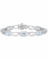 Aquamarine (3-1/3 ct. t. w. ) & Diamond (1/20 ct. t. w. ) Open Link Bracelet in Sterling Silver