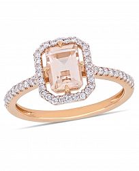 Morganite (7/8 ct. t. w. ) and Diamond (1/4 ct. t. w. ) Halo Ring in 14k Rose Gold