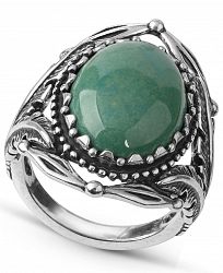 American West by Carolyn Pollack Green Turquoise Gemstone Statement Ring in Sterling Silver