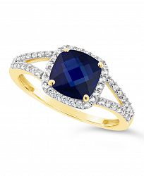 Created Sapphire (2 ct. t. w. ) and Created White Sapphire (1/4 ct. t. w. ) Ring in 10k Yellow Gold