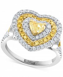 Effy White & Yellow Diamond Heart Ring (1-1/3 ct. t. w. ) in 14k White & Yellow Gold