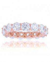 White Cubic Zirconias Eternity Band in 14k Rose Gold Plated Sterling Silver