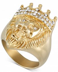 Legacy for Men by Simone I. Smith Crystal Lion Ring in Gold-Tone Ion-Plated Stainless Steel