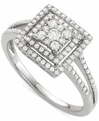 Diamond Square Cluster Halo Ring (1/2 ct. t. w. ) in 10k White Gold